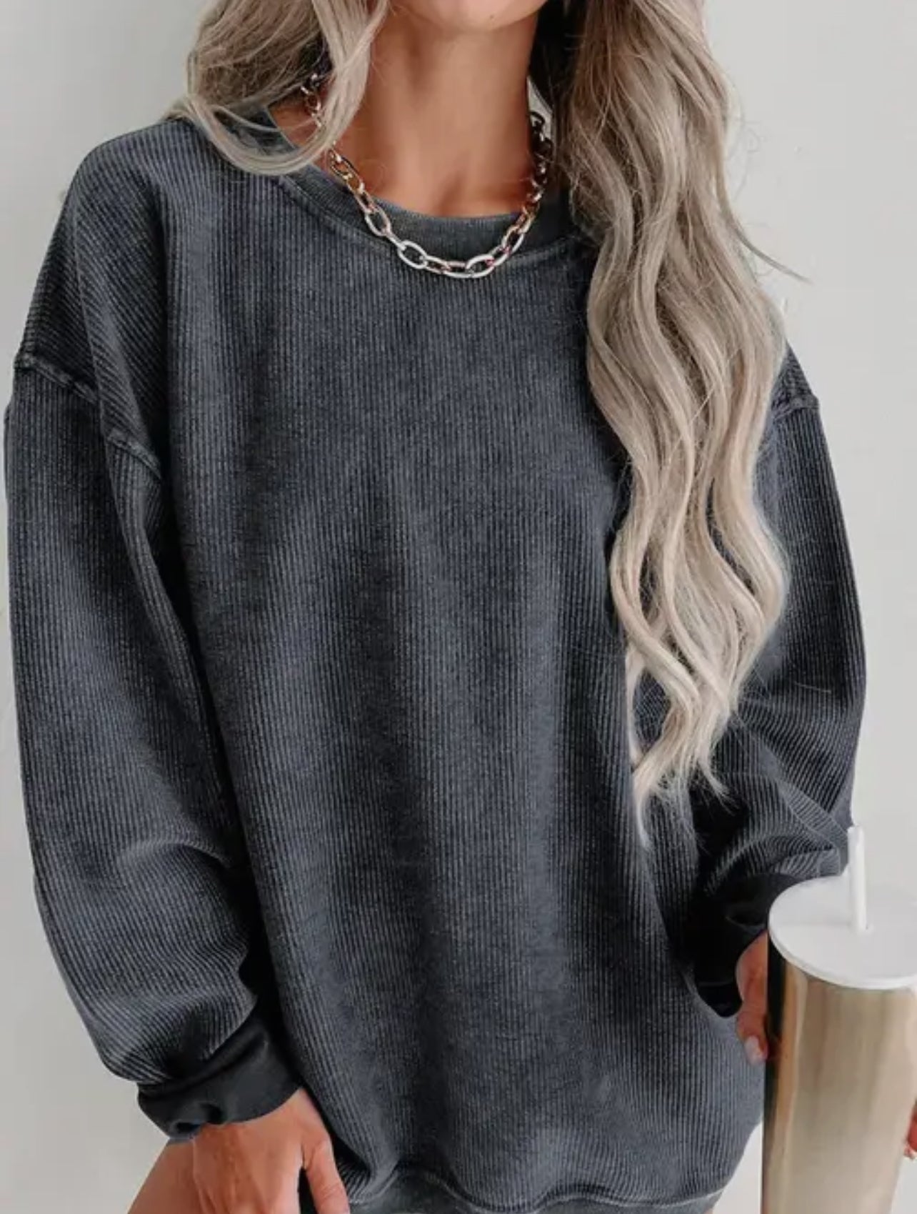 Ribbed knit pullover