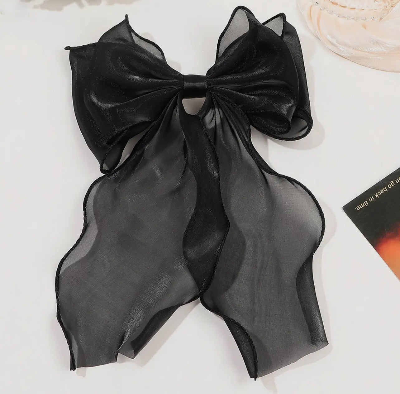 Silk ribbon bow clip