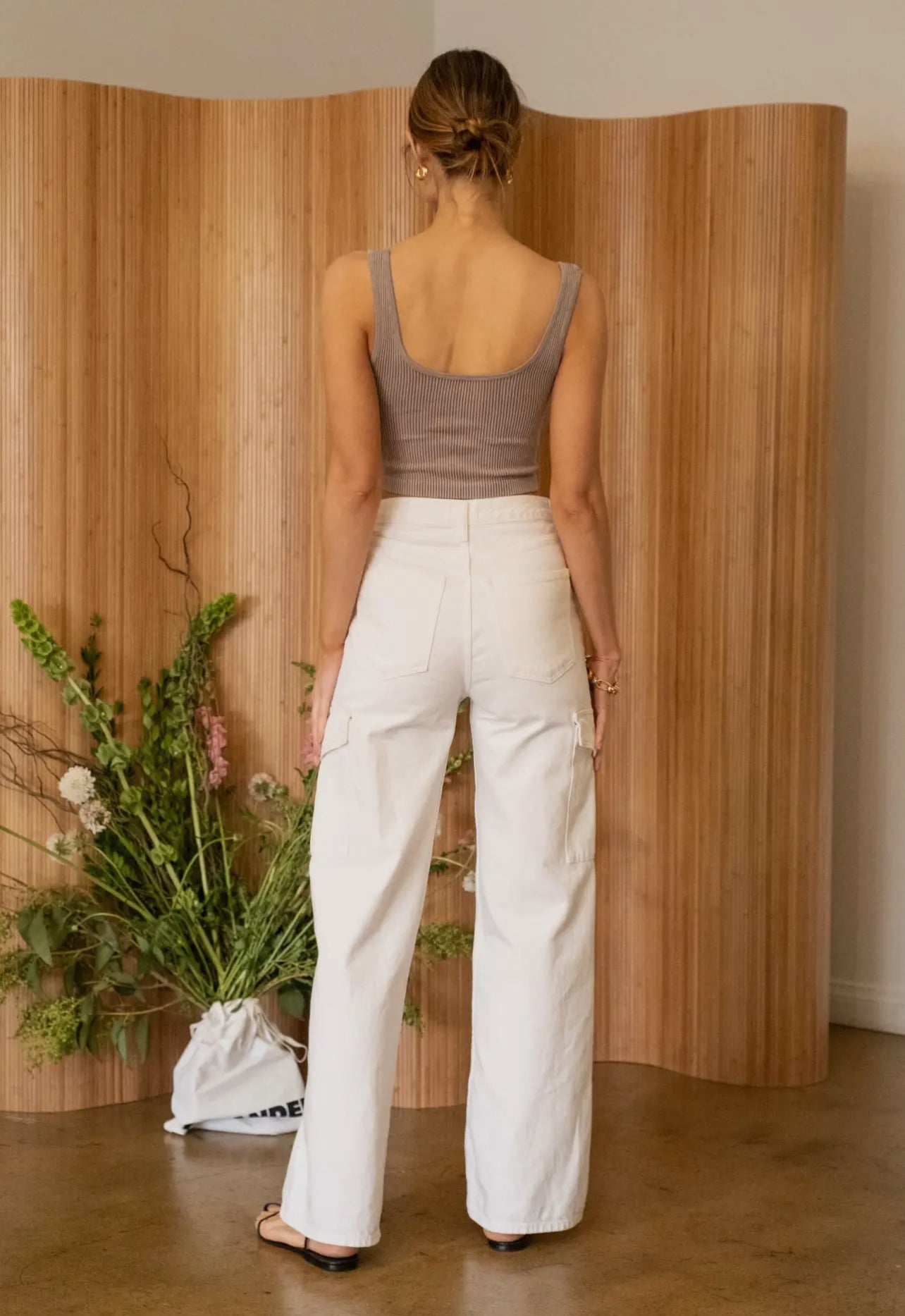 Washed ribbed knit cropped tank