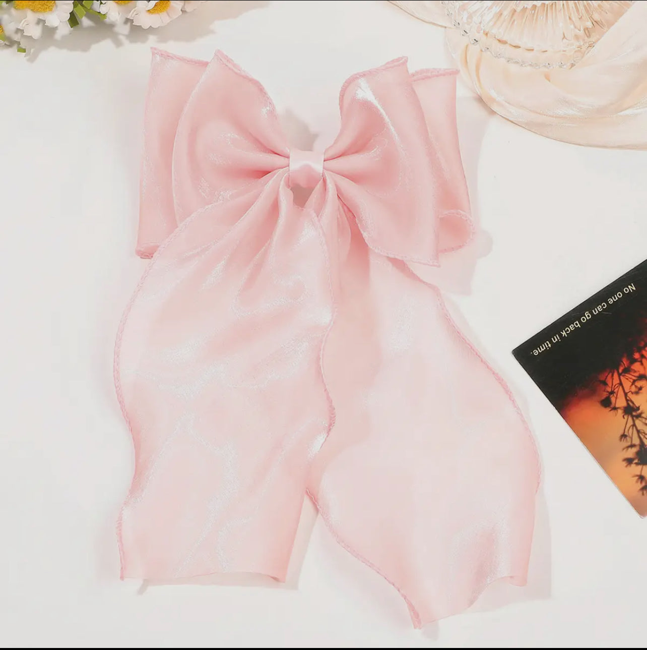 Silk ribbon bow clip