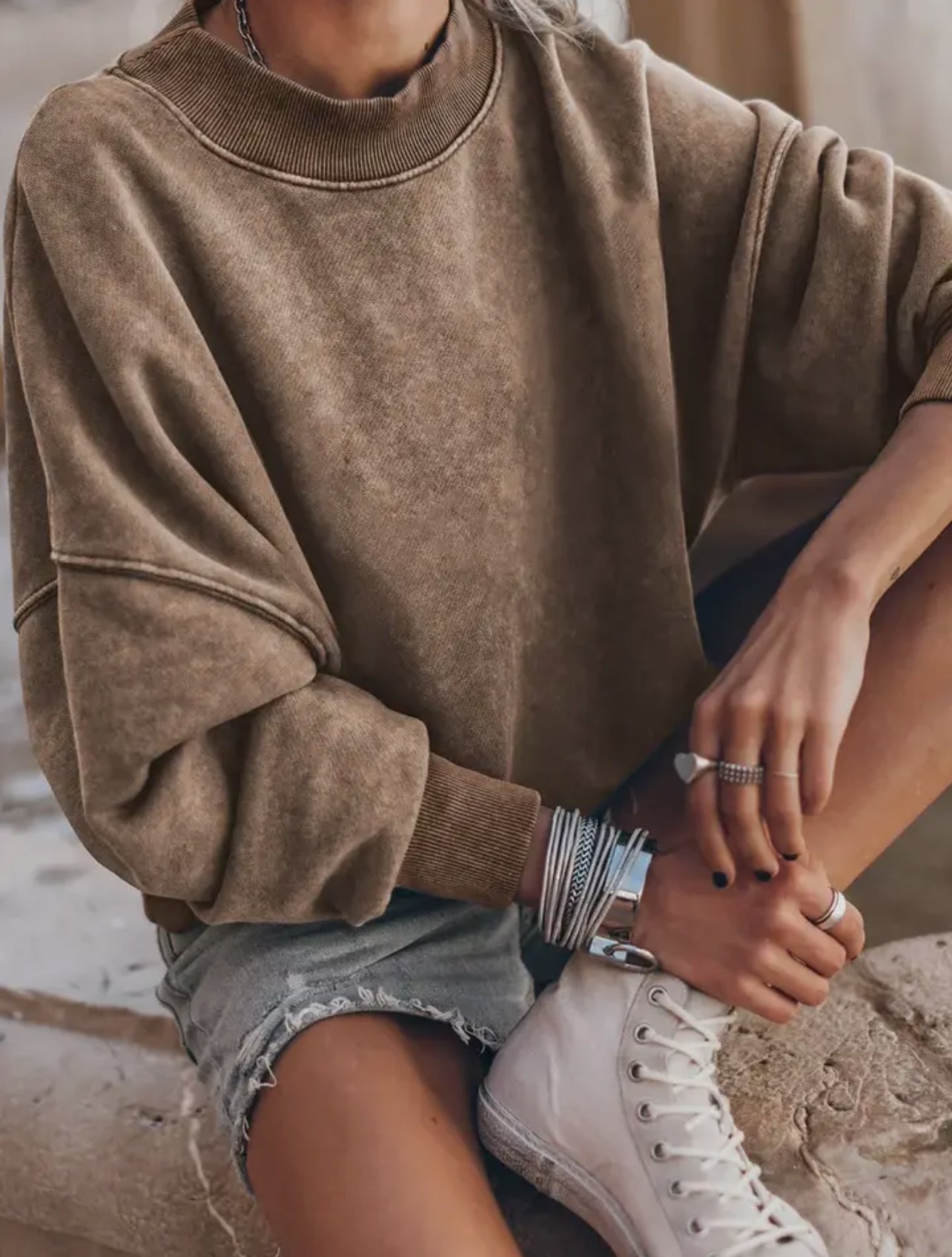 Drop shoulder pullover