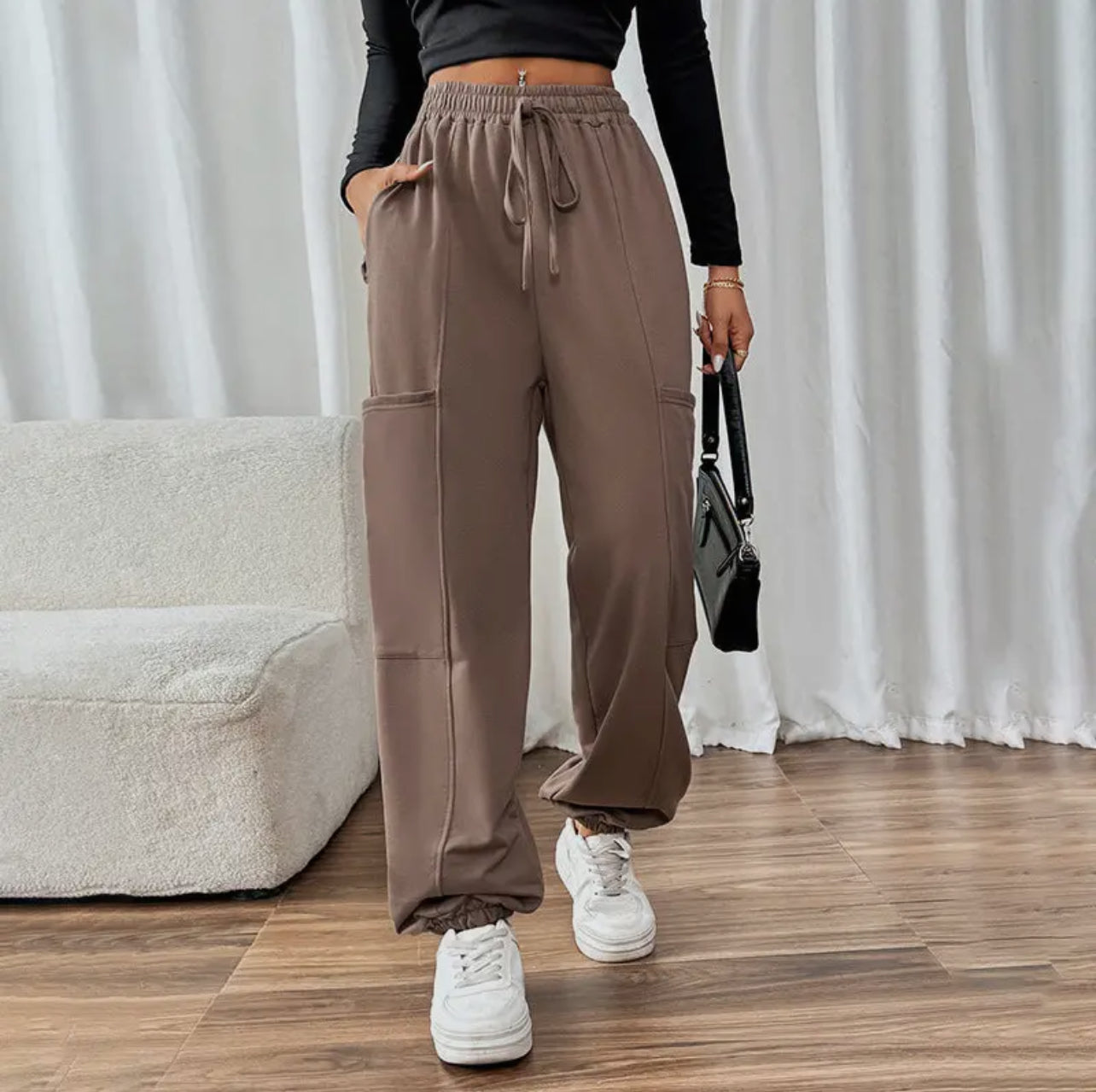 Mocha drawstring joggers