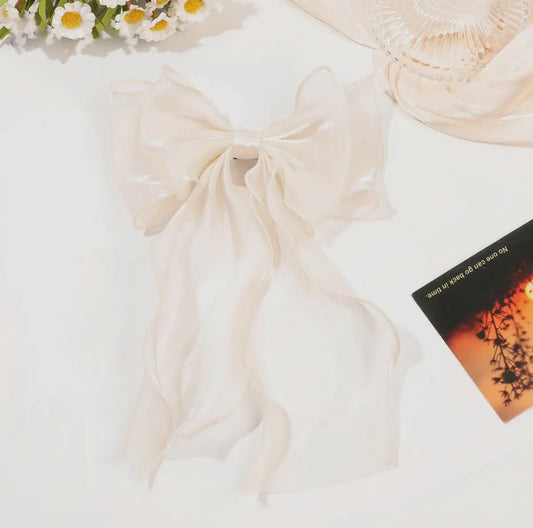 Silk ribbon bow clip
