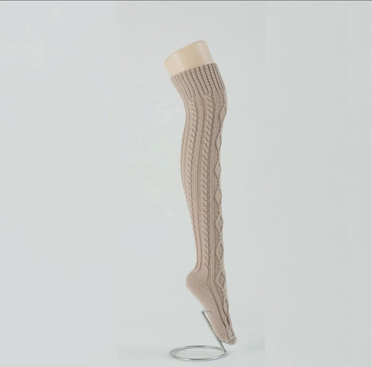 Over the knee cable knit socks