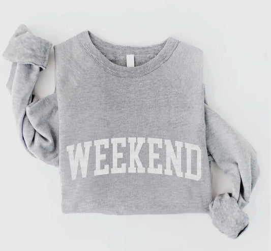 Weekend crew neck pullover sweatshirt